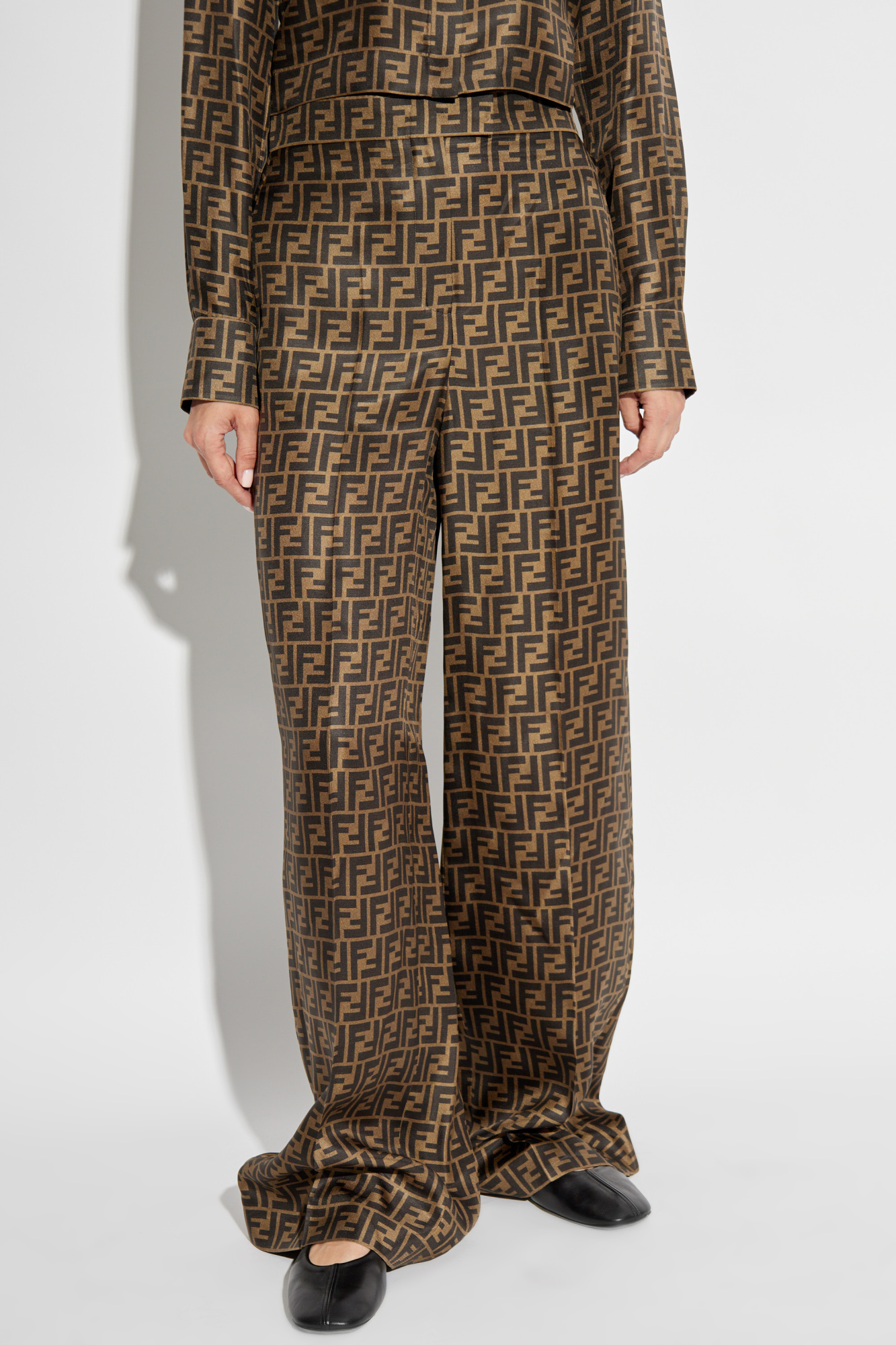 Brown Silk trousers with monogram Fendi - Vitkac Italy